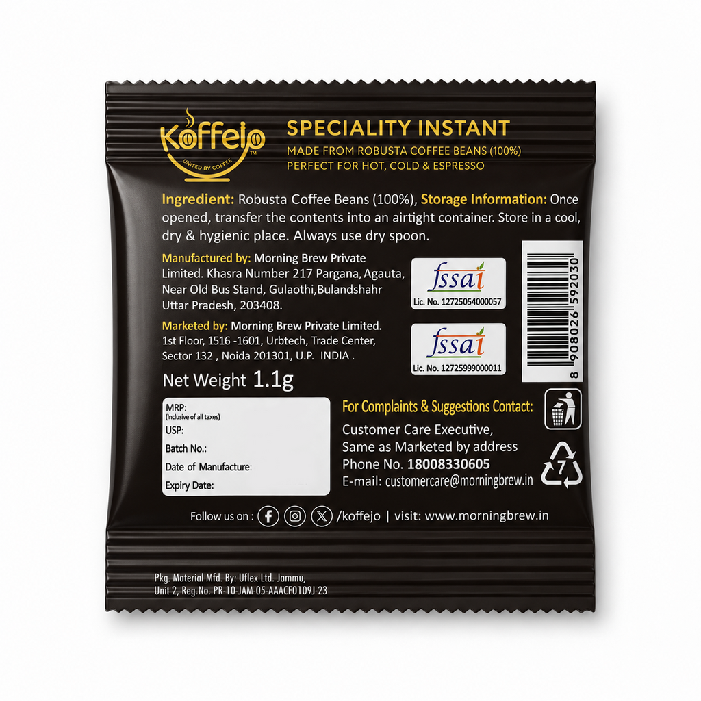 Koffelo Speciality Instant Coffee Powder (1 GM x72)