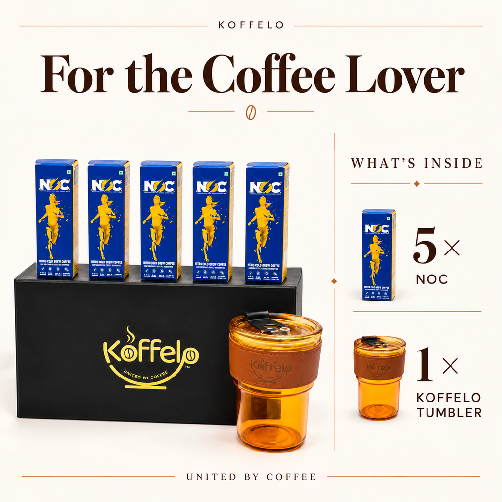 For the Coffee Lover gift contents infographic: 5 × NOC; 1 × Koffelo Tumbler.